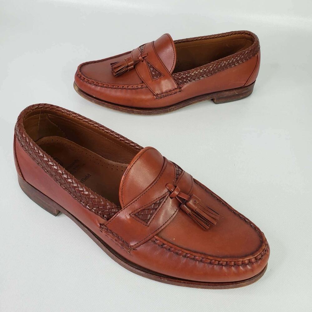 Allen Edmonds Maxfield Men’s Size 10 Brown Leather Woven Tassel Loafers